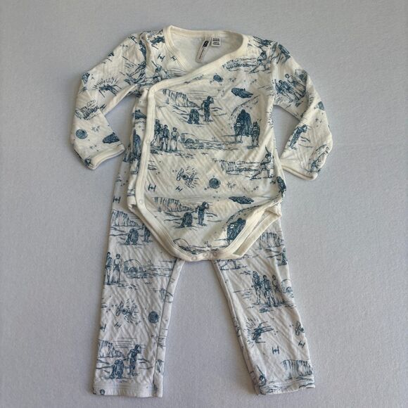 Janie and Jack STAR WARS Baby Toile Wrap Matching Set 12-18 White Luke Leia C3PO - Picture 2 of 7